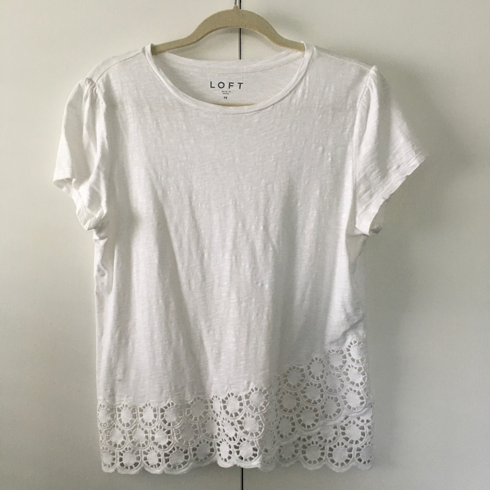 Loft, white top, size Medium